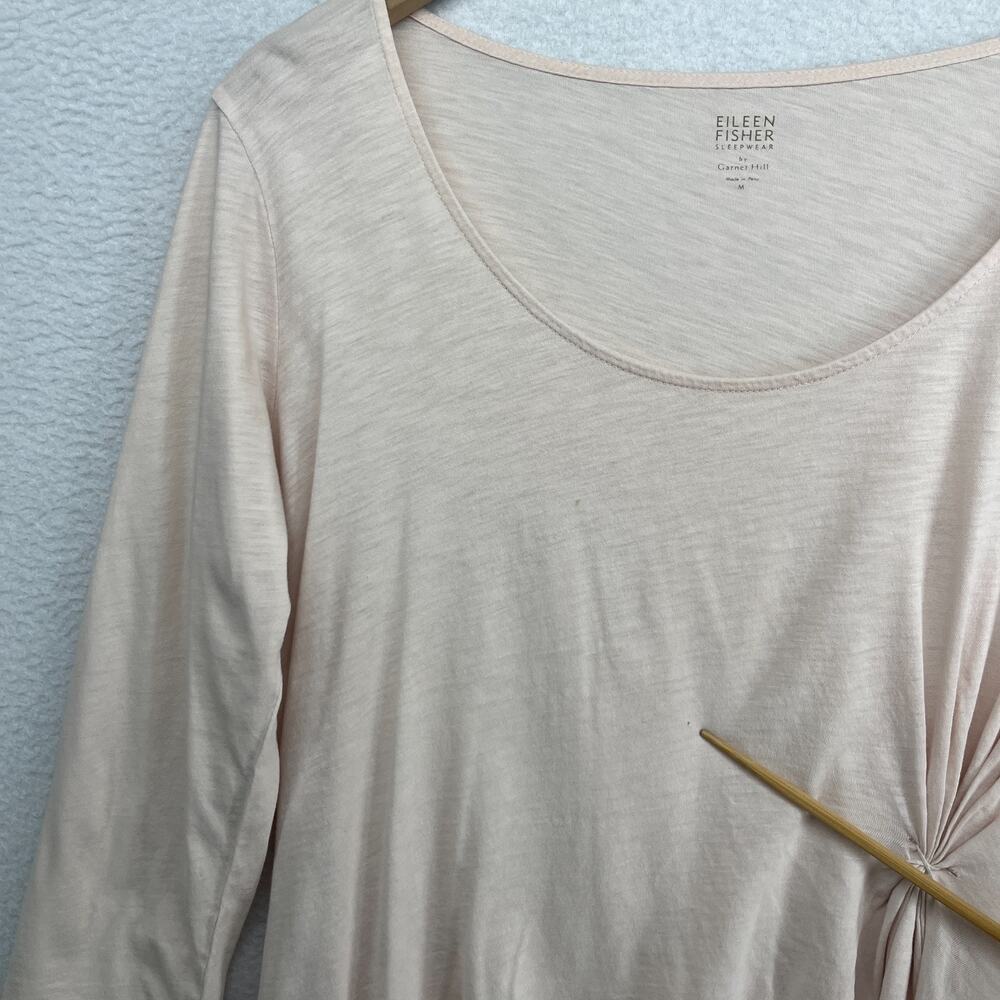 EILEEN FISHER GARNET HILL Top M Slub Organic Cotton Knot Sleepwear Pajama Pink - Picture 7 of 11